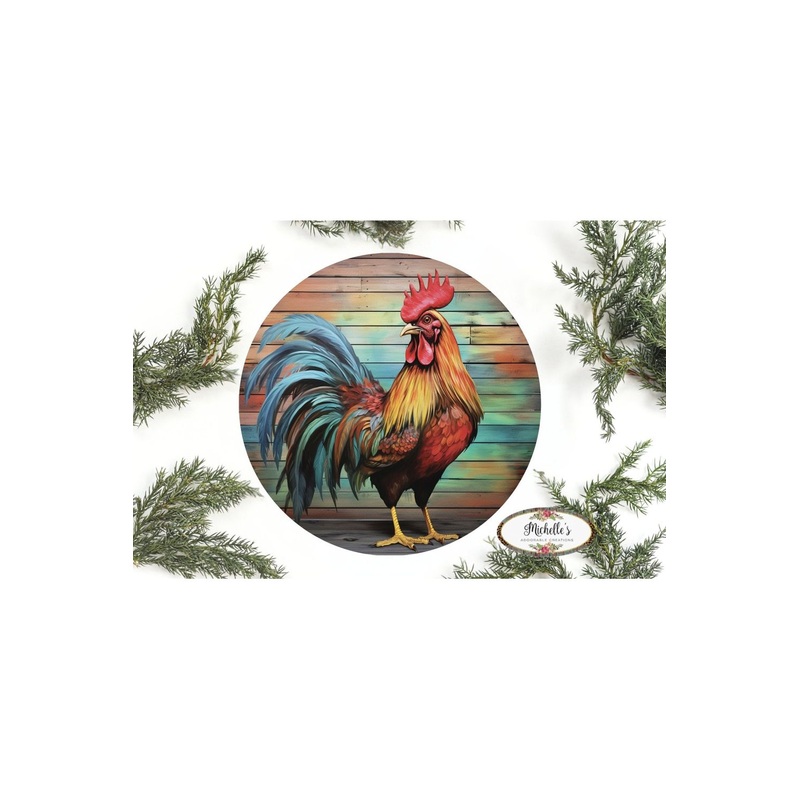 Colorful Rooster Round Sign
