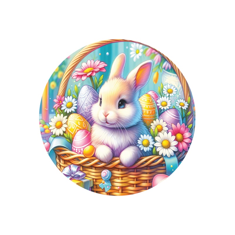 Easter Basket Bunny Eggs Daisy Sign