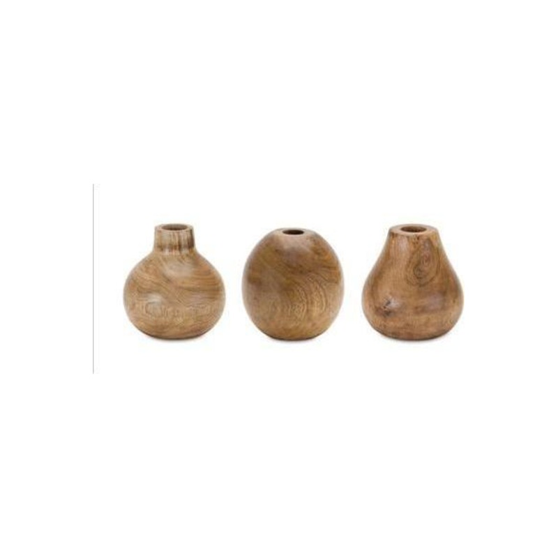 Natural Wood Bud Vase (Set of 3)