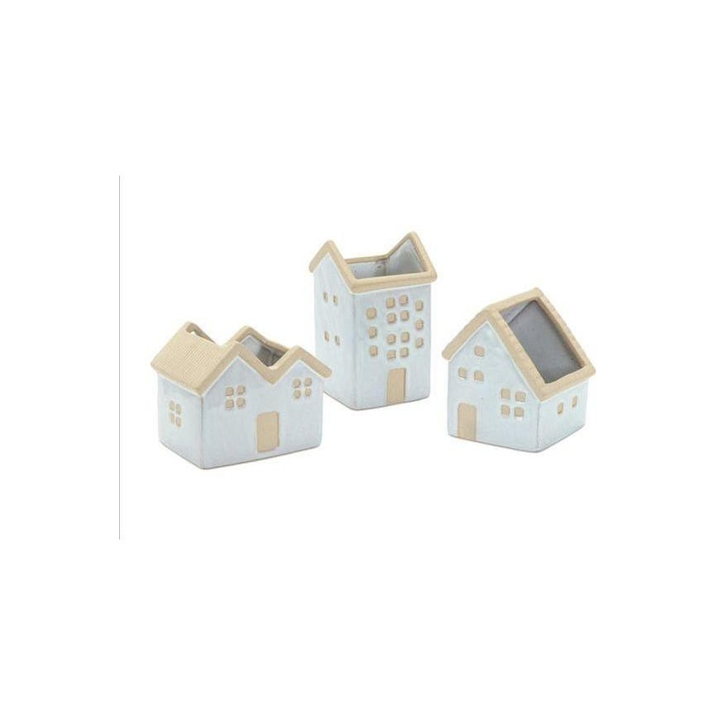 Neutral Porcelain House Planter (Set of 3)