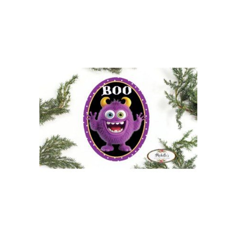 Purple Boo Furry Monster Sign