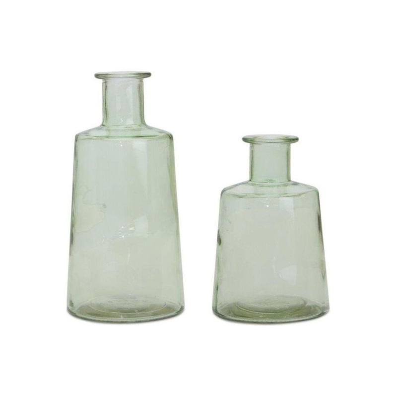 Sage Green Glass Bottle Vase (Set of 2)