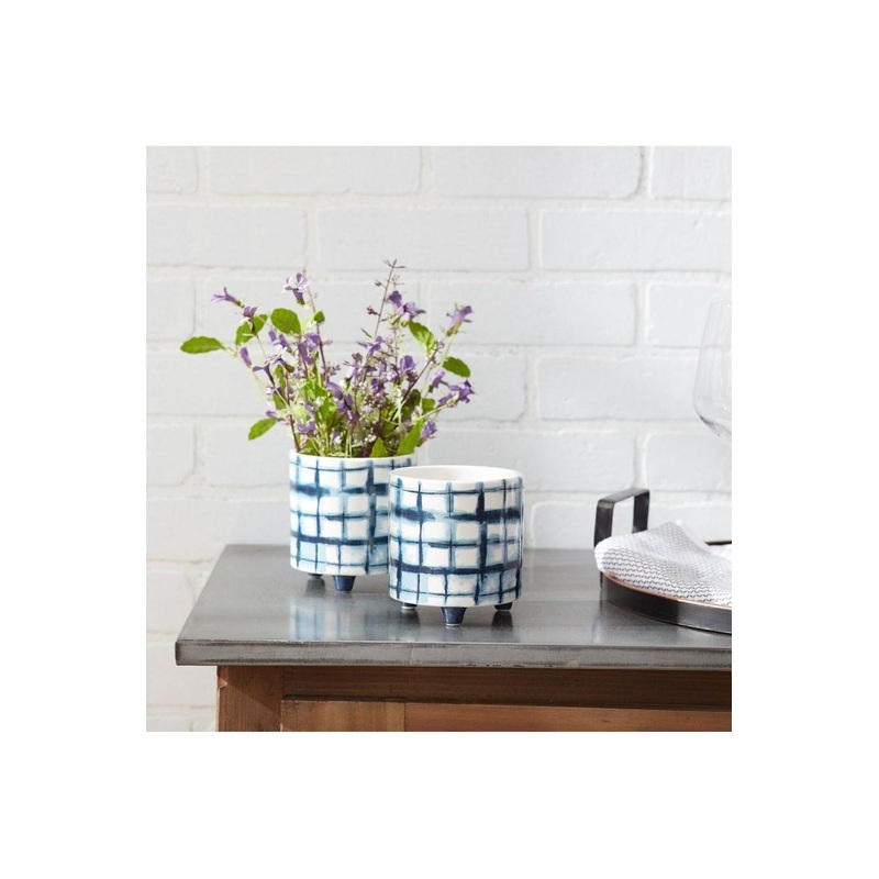 Tie-Dye Design Footed Planter (Set of 2)