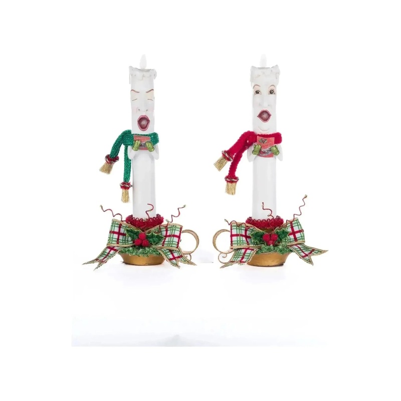 Village Of Holly Woods Caroling Candles Assortment of 2