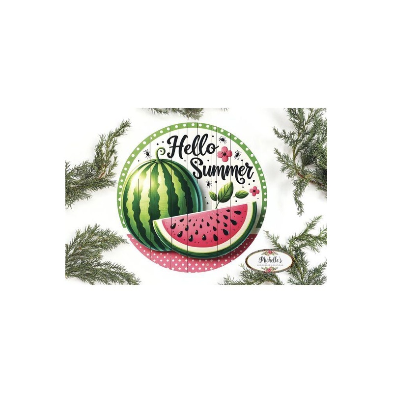 Watermelon Hello Summer Round Sign