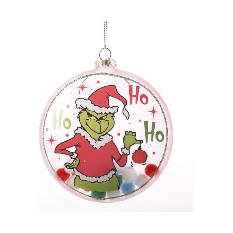 4.5″ Pink Green Monster Glass Disc Ornament
