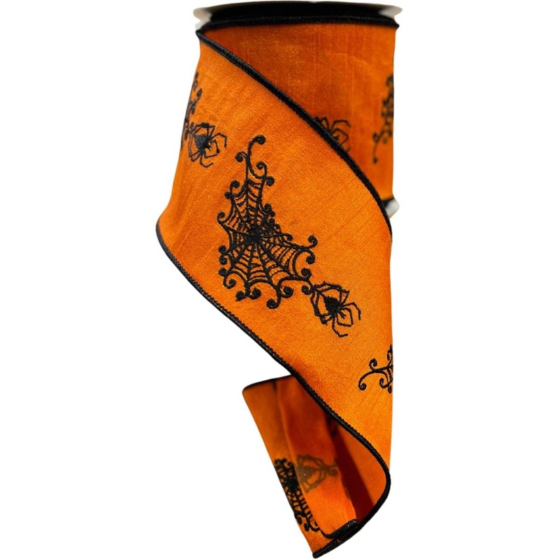 4″ Spider Web Ribbon: Orange (10 Yards)