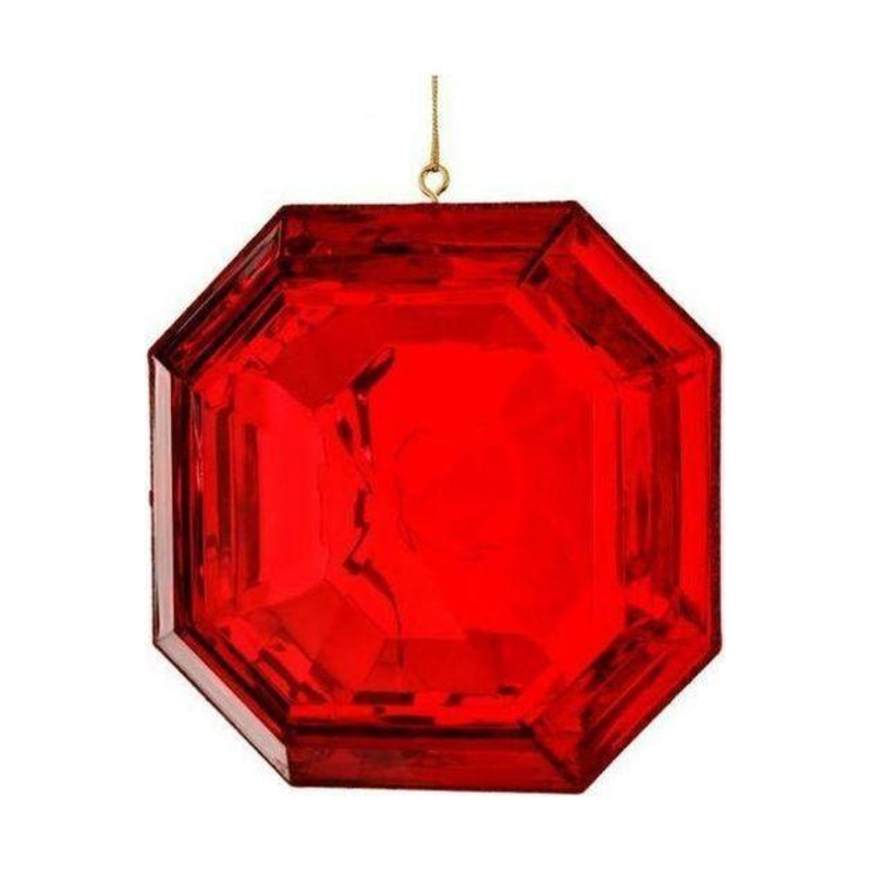 6″ Acrylic Square Precious Gem Ornament: Red