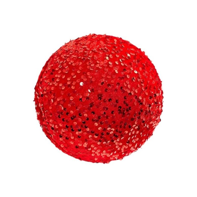8″ Sequin Ball Ornament: Red