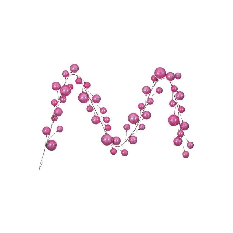 Pink Pearl Assorted Finish Branch Ball Ornament Garland
