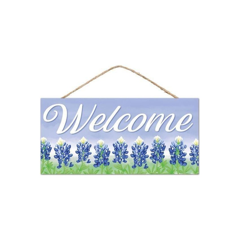 12″ Wooden Sign: Welcome Bluebonnets Light Blue