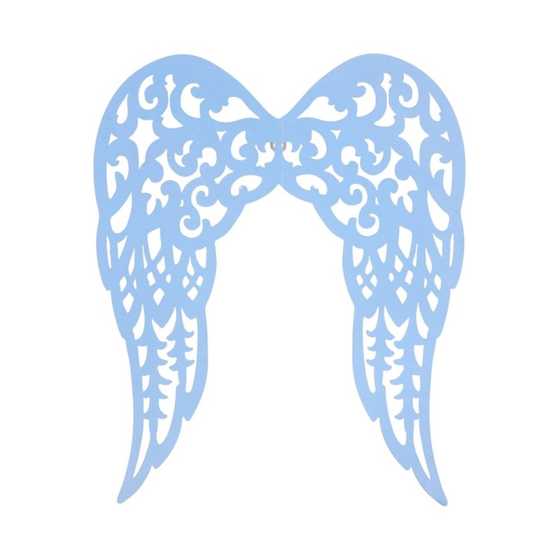 17″ Metal Filigree Angel Wings: Light Blue