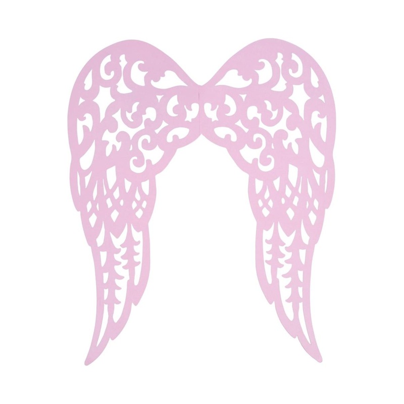 17″ Metal Filigree Angel Wings: Light Pink