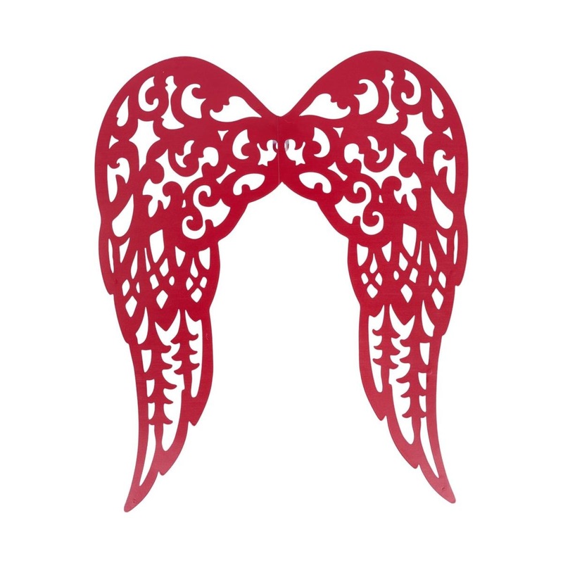 17″ Metal Filigree Angel Wings: Red