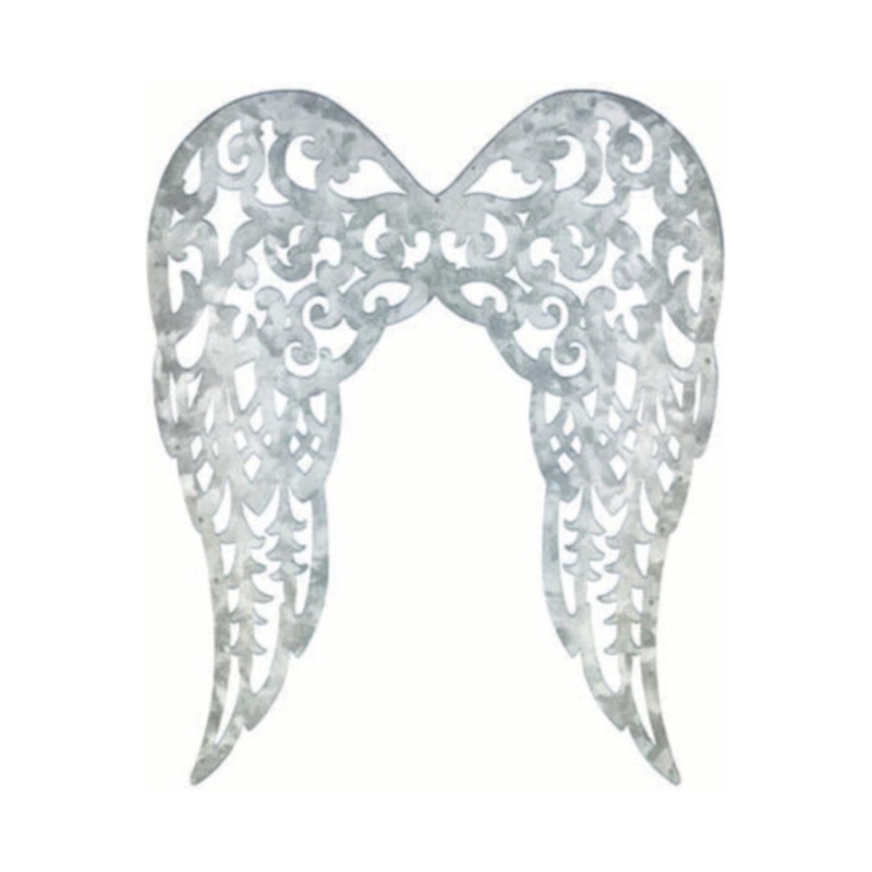 24″ Metal Filigree Angel Wings: Acid Wash