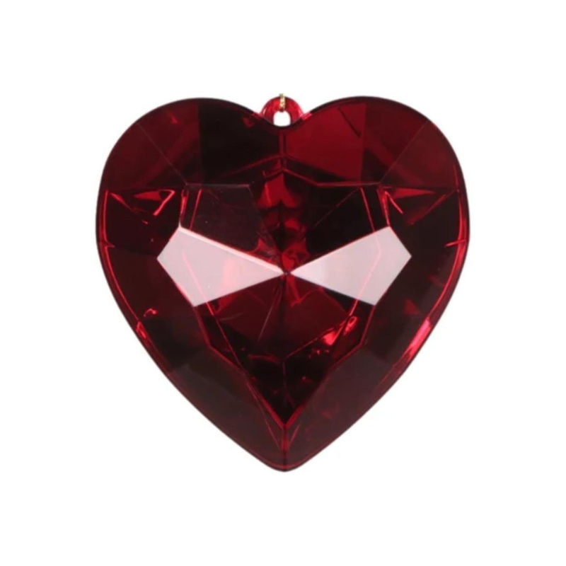 6″ Acrylic Heart Jewel Ornament: Ruby