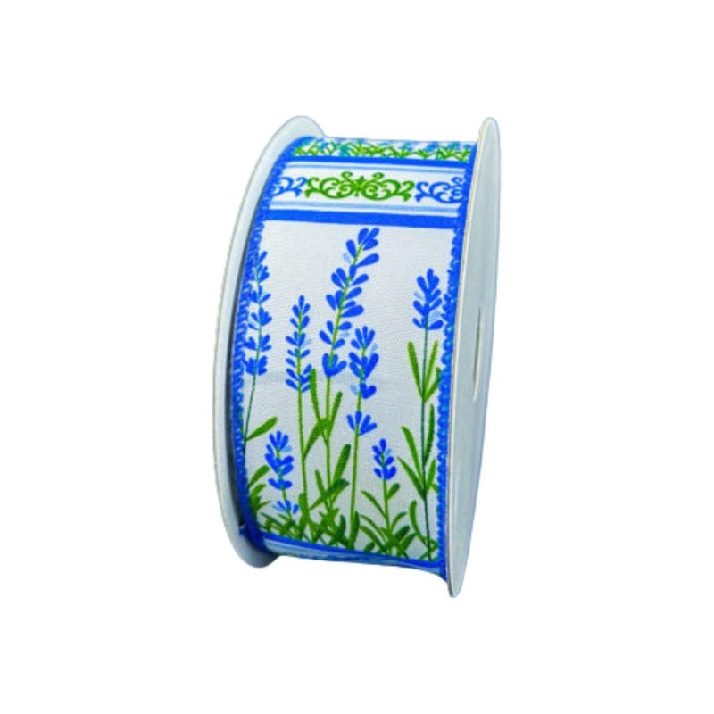 1.5″ Bluebonnets Satin Ribbon: White (10 Yards)