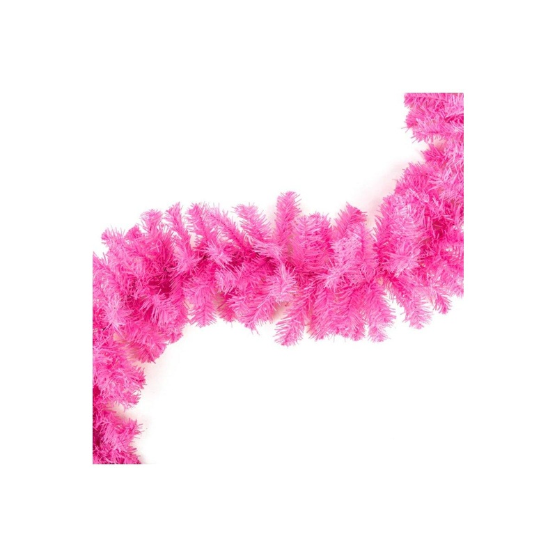 9′ PVC Pine Garland: Pink Unlit