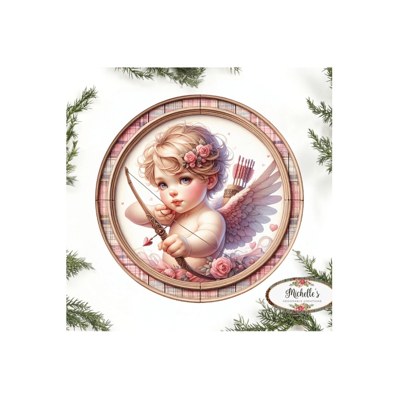 Cute Pink Valentine Cupid Baby Sign