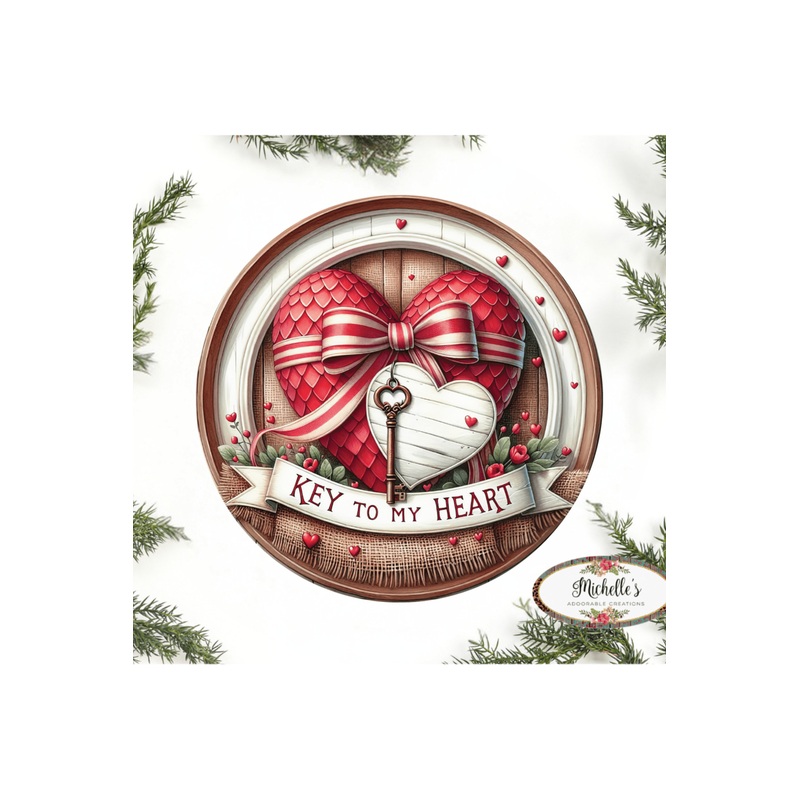Key To My Heart Valentine Round Sign