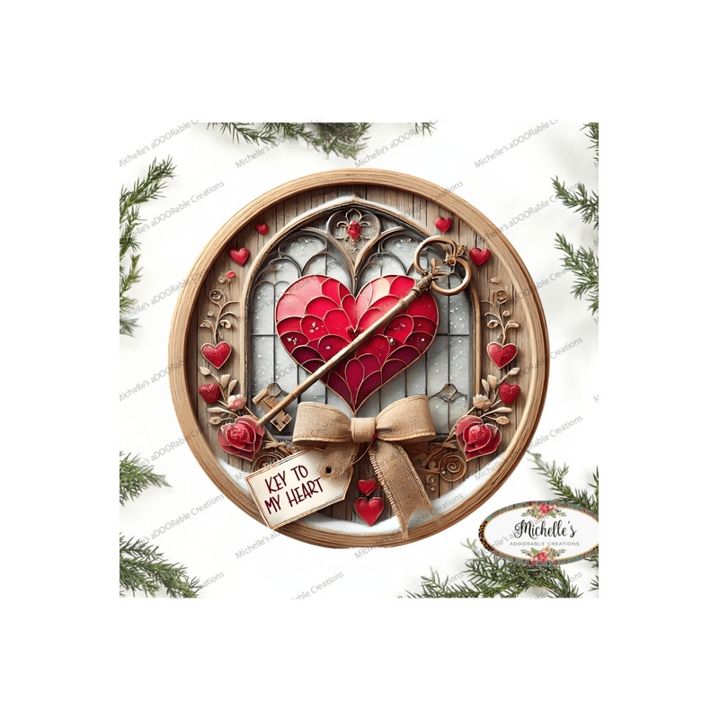 Red Key To My Heart Valentine Round Sign