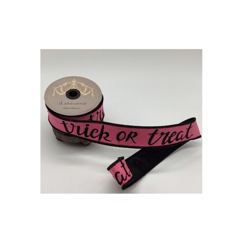 1.5″ Felt Trick or Treat Ribbon: Pink (10 Yards)