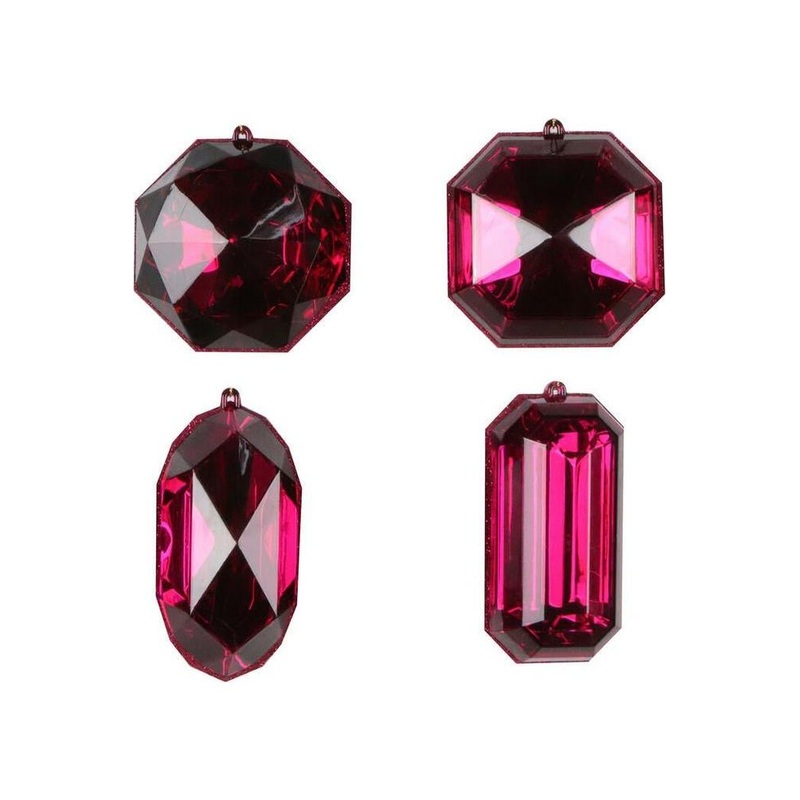 4-5″ Acrylic Jewel Assortment Ornament: Burgundy (Set 4)