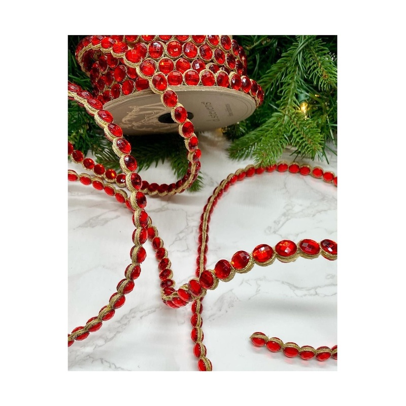 .5″ Crown Jewel Garland Ribbon: Red (10 Yards)