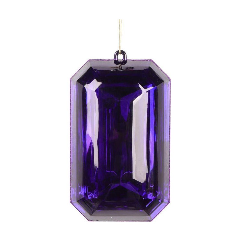 8″ Acrylic Rectangle Jewel Ornament: Purple (Set of 2)