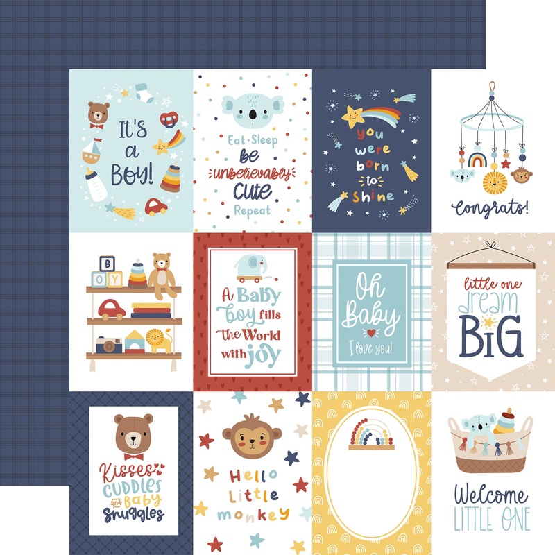 Echo Park – Baby On Board It’s a Boy – 12×12 Single Sheet – 3×4 Journaling Cards
