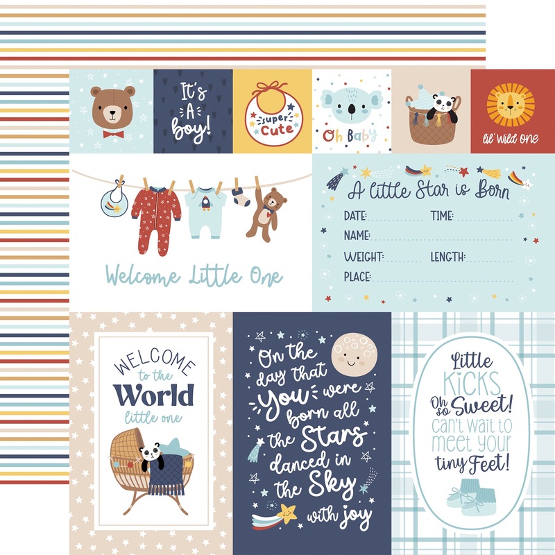 Echo Park – Baby On Board It’s a Boy – 12×12 Single Sheet – Journaling Cards