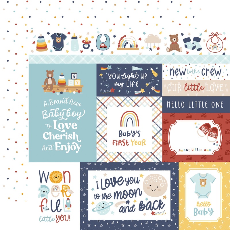 Echo Park – Baby On Board It’s a Boy – 12×12 Single Sheet – Multi Journaling Cards