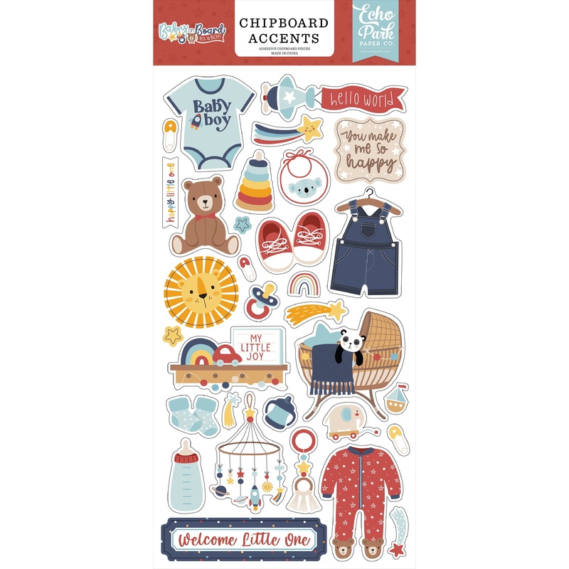 Echo Park – Baby On Board It’s a Boy – 6×13 Chipboard Accents