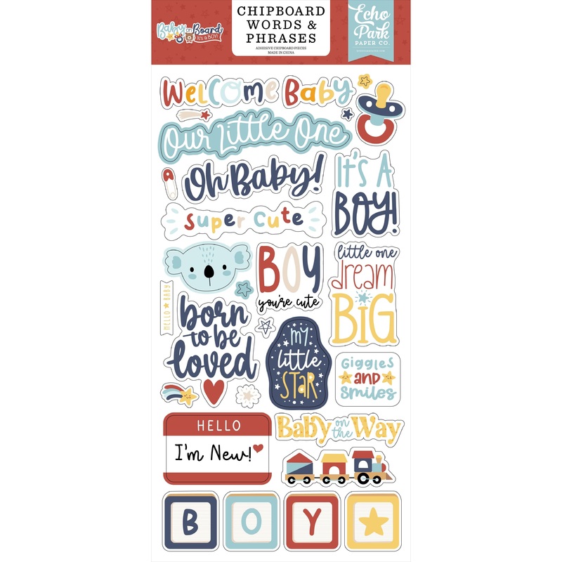 Echo Park – Baby On Board It’s a Boy – 6×13 Chipboard Word & Phrases