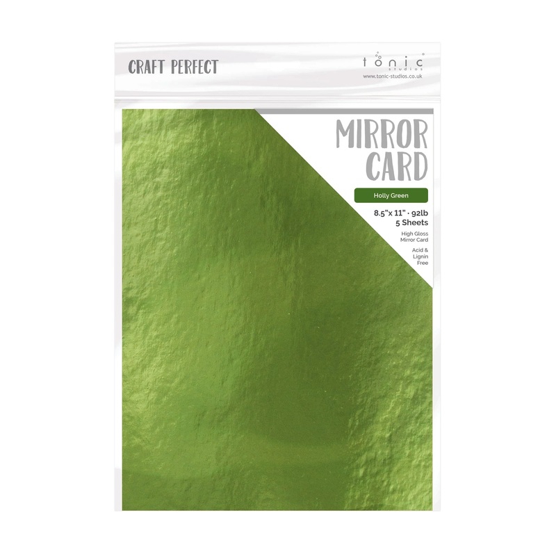 Tonic Studio – Craft Perfect Mirror Cardstock – 8.5″X11″ 5/Pkg – High Gloss / Holly Green