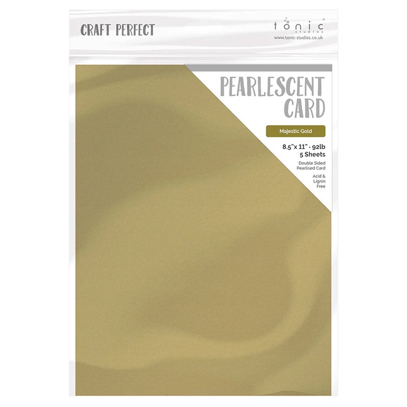 Tonic Studio – Craft Perfect Pearlescent Glitter Cardstock – 8.5″X11″ 5/Pkg – Majestic Gold