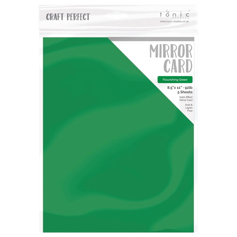 Tonic Studio – Craft Perfect Satin Mirror Cardstock – 8.5″X11″ 5/Pkg – Flourishing Green