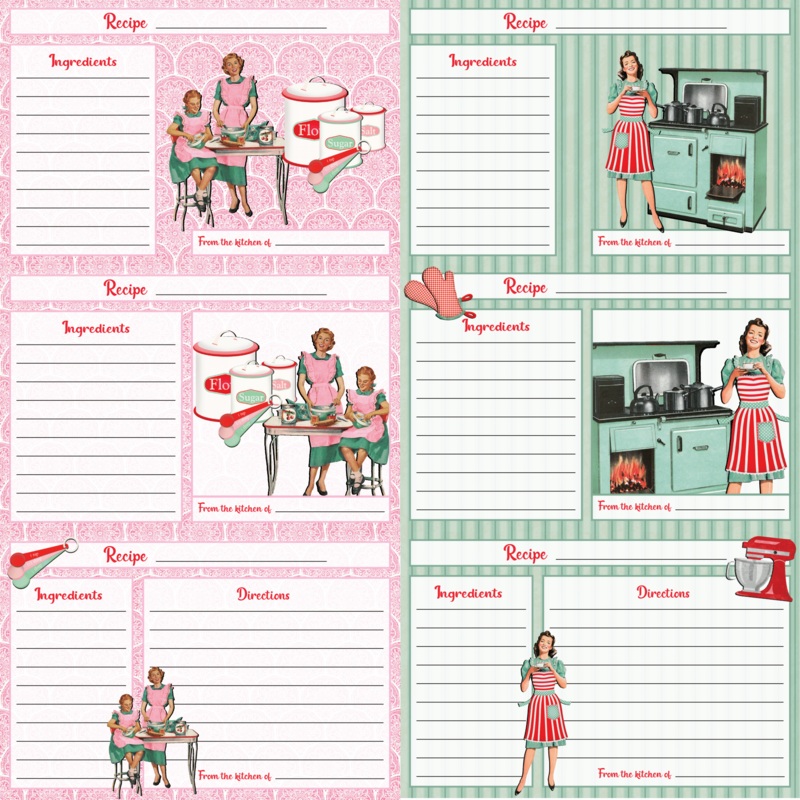 – What’s Cooking – 12×12 – Single Sheet – Recipe Cards #2