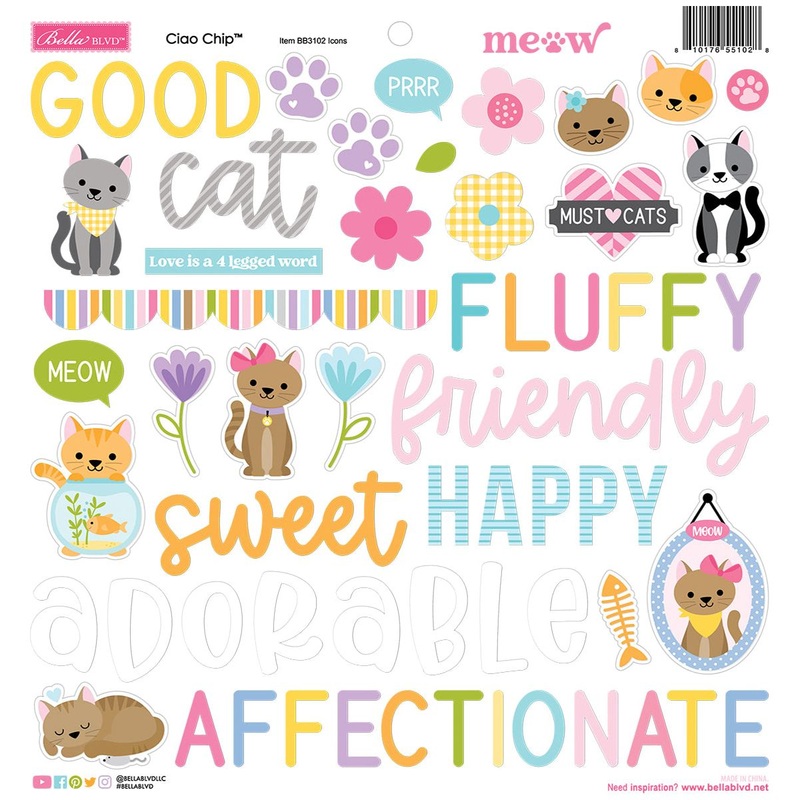 Bella Blvd – Meow – Ciao Chipboard Icons