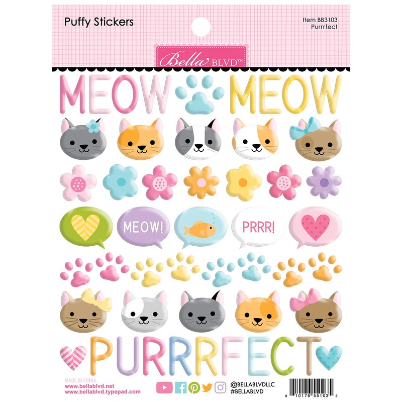 Bella Blvd – Meow – Purrrfect – Puffy Stickers