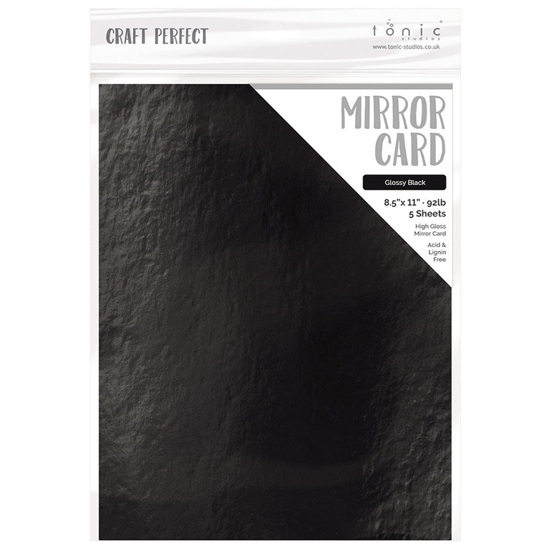 Tonic Studio – Craft Perfect Mirror Cardstock – 8.5″X11″ 5/Pkg – High Gloss – Black