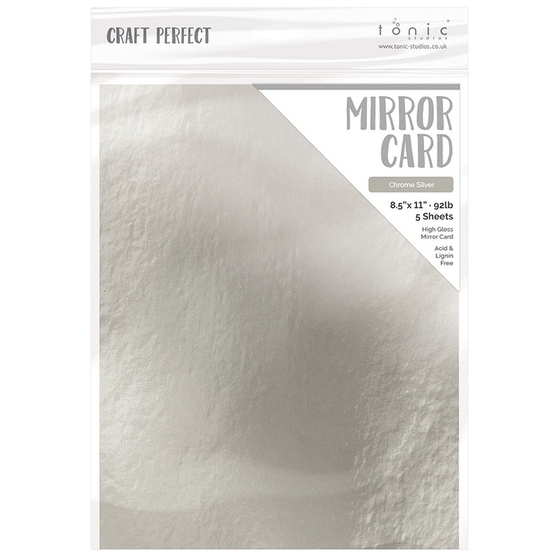 Tonic Studio – Craft Perfect Mirror Cardstock – 8.5″X11″ 5/Pkg – High Gloss / Chrome Silver