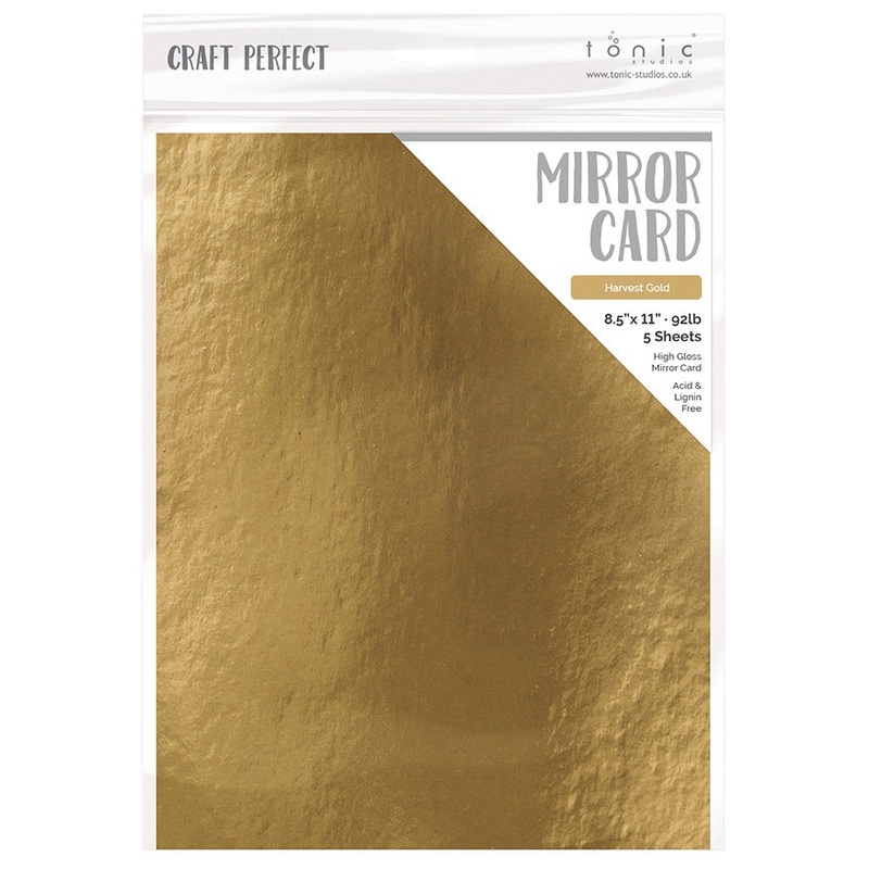 Tonic Studio – Craft Perfect Mirror Cardstock – 8.5″X11″ 5/Pkg – High Gloss / Harvest Gold