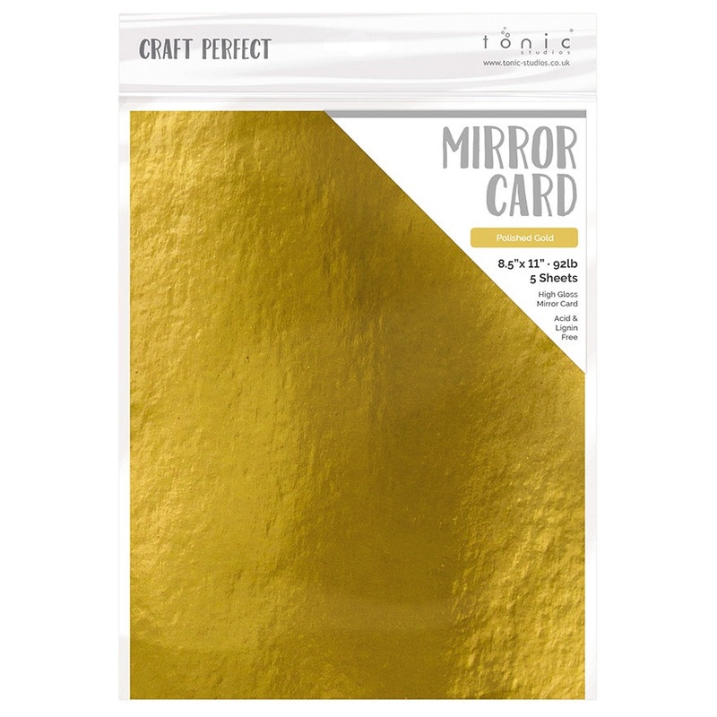Tonic Studio – Craft Perfect Mirror Cardstock – 8.5″X11″ 5/Pkg – High Gloss / Polished Gold