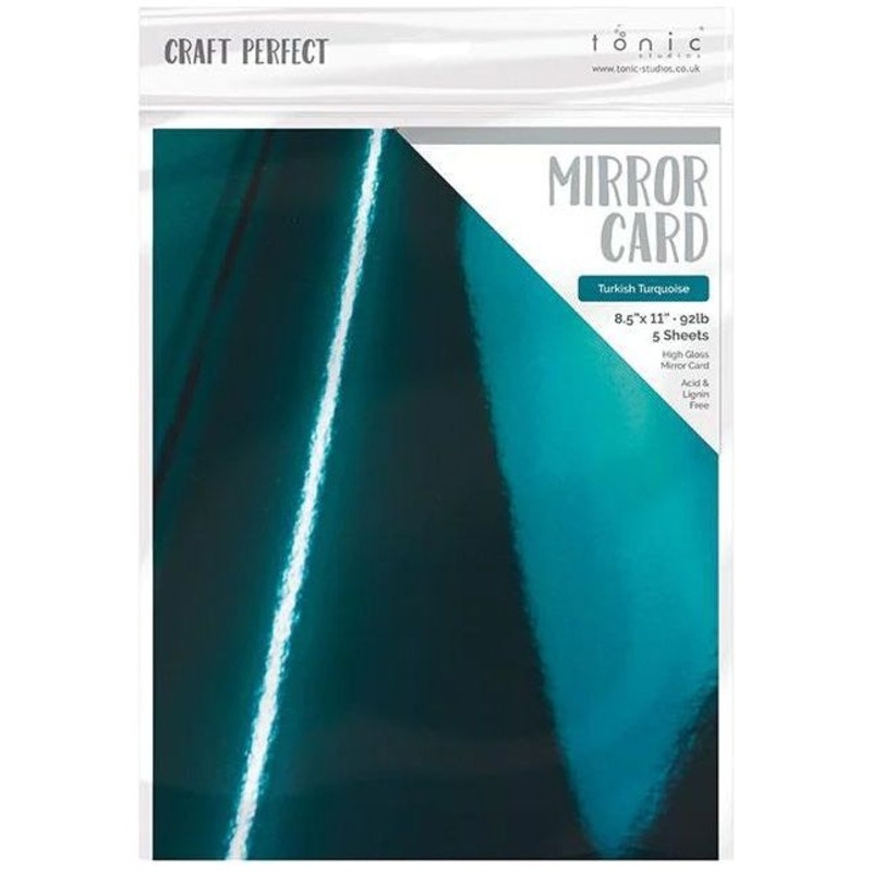 Tonic Studio – Craft Perfect Mirror Cardstock – 8.5″X11″ 5/Pkg – High Gloss / Turkish Turquoise