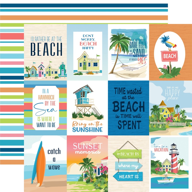 Carta Bella – Beach Town – 12×2 Single Sheets – 3×4 Journaling Cards