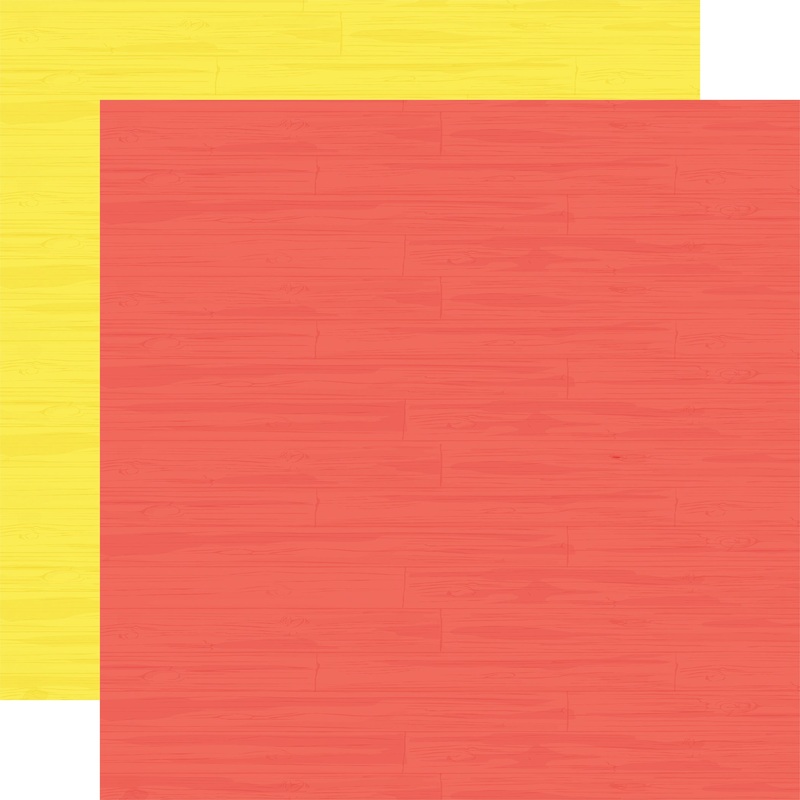 Carta Bella – Beach Town – 12×2 Single Sheets – Coordinating Solids – Coral / Yellow