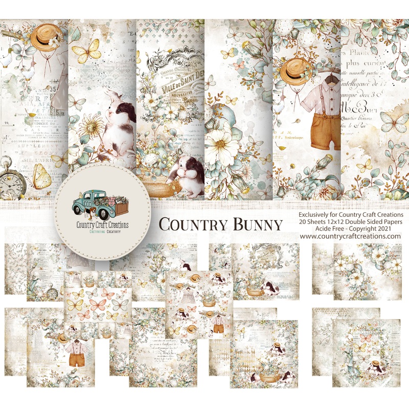 – Country Bunny – 12×12 – Cotton Bristol