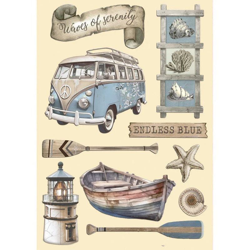 Stamperia – Silent Sea – Endless Blue A5 Colored Wooden Shapes