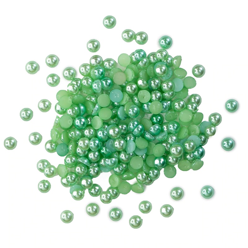 Buttons Galore & More – Shaker Embellishments – Half Pearlz – Mint / HPZ107